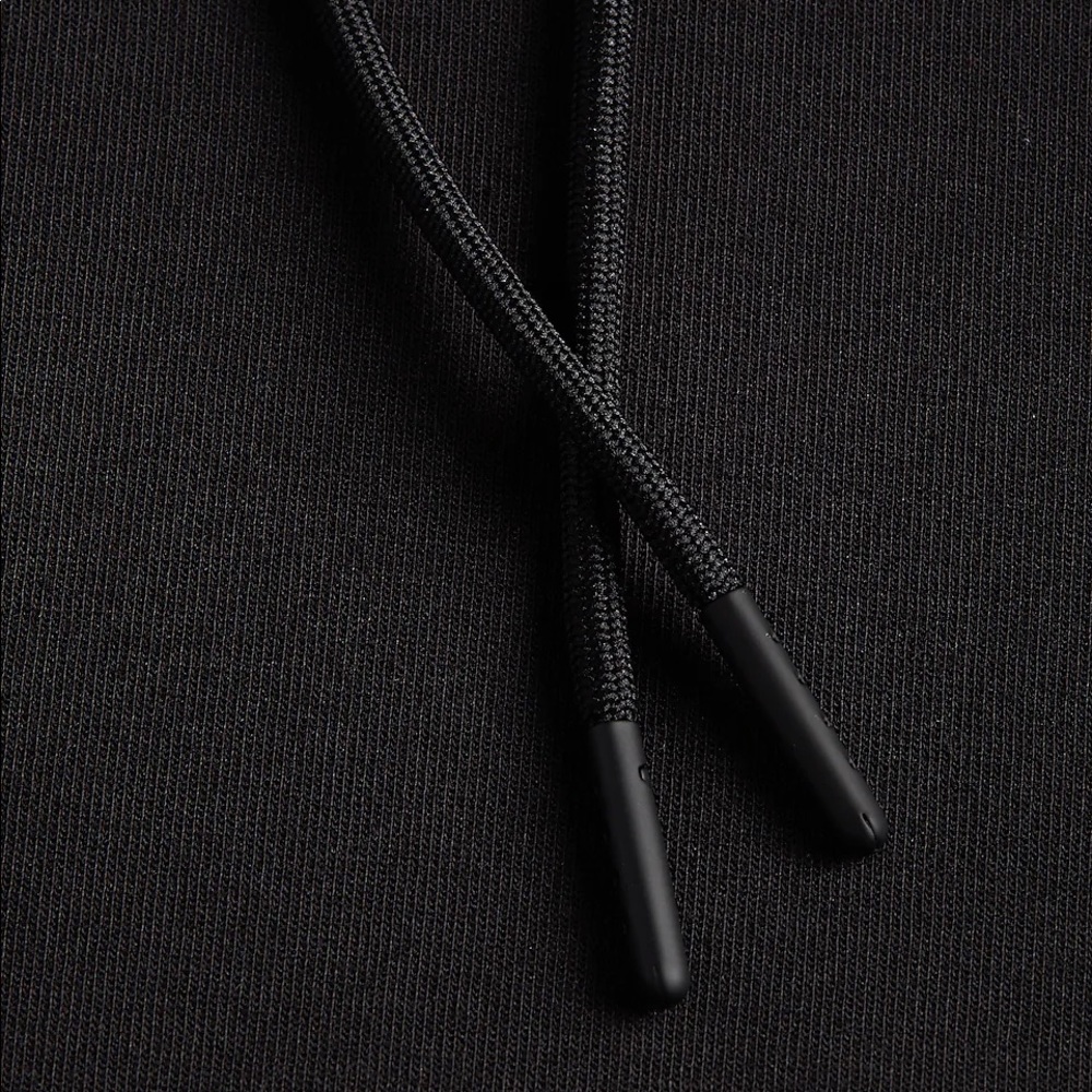EXPRESS Solid Double Knit Relaxed Hoodie - BLACK - Picture 7 of 9